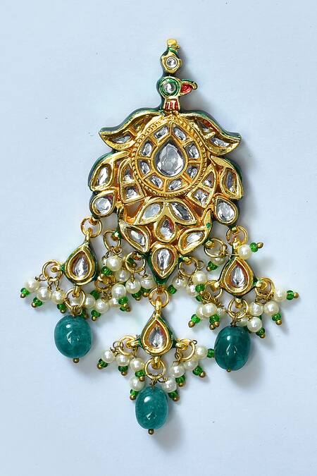 Posh By Rathore_White Fabric Flowers, Stones, Beads Embellished Choker Set _at_Aza_Fashions