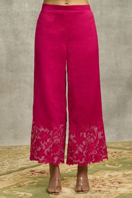 Surabhi Arya_Red Silk, Organza, Chanderi Embroidery, Cut Work Round Kurta Set With Dupatta _at_Aza_Fashions