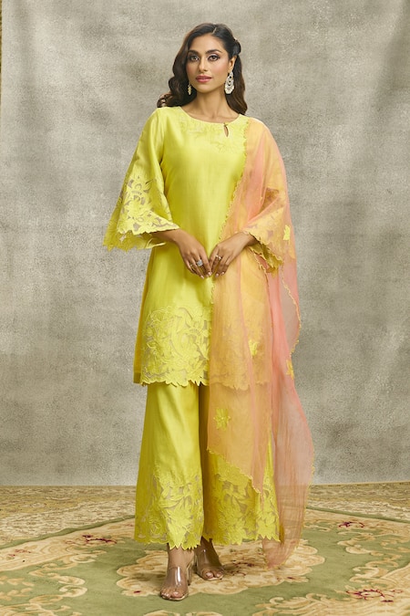 Surabhi Arya Floral Cutwork Kurta Palazzo Set 