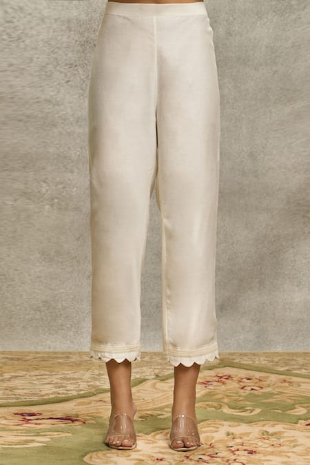 Surabhi Arya_Blue Silk, Organza, Chanderi Beads, Embroidery Round Dori Kurta Palazzo Set _at_Aza_Fashions