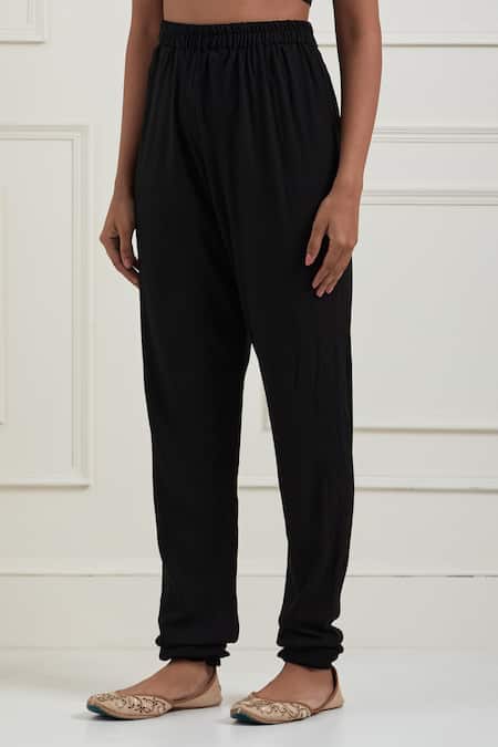 Ikshita Choudhary_Black Cotton Embroidery, Sequins, Zari Round Neck Gathered Anarkali Set_Online_at_Aza_Fashions