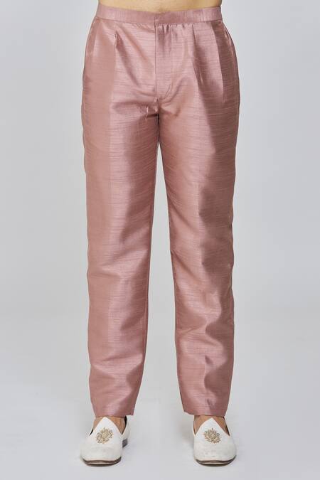 Arihant Rai Sinha_Pink Silk, Polyester Embroidery Flora Front Open Sherwani Set_at_Aza_Fashions