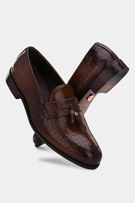 Lafattio Leather Textured Loafers 