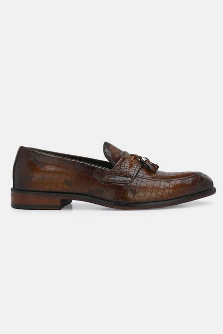 Buy_Lafattio_Brown Leather Tasselled Loafers _Online_at_Aza_Fashions