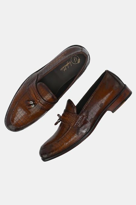 Buy_Lafattio_Brown Leather Tasselled Loafers 