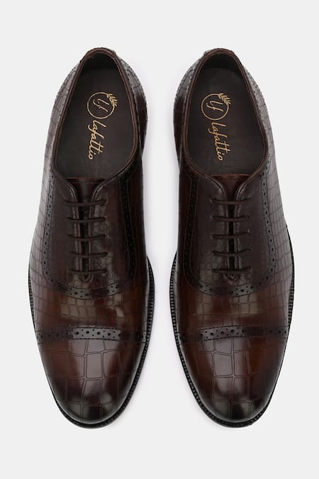Shop_Lafattio_Brown Pointed Toe Semi Brogues  _at_Aza_Fashions