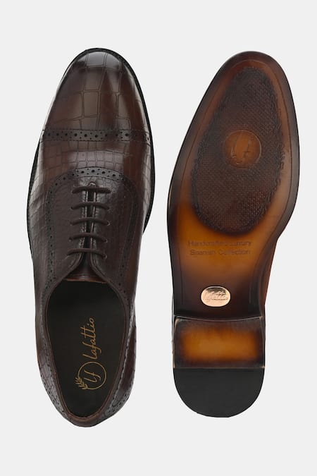 Buy_Lafattio_Brown Pointed Toe Semi Brogues  