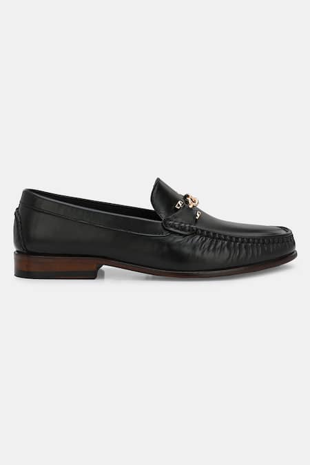 Buy_Lafattio_Black Embellished Matte Loafers _Online_at_Aza_Fashions