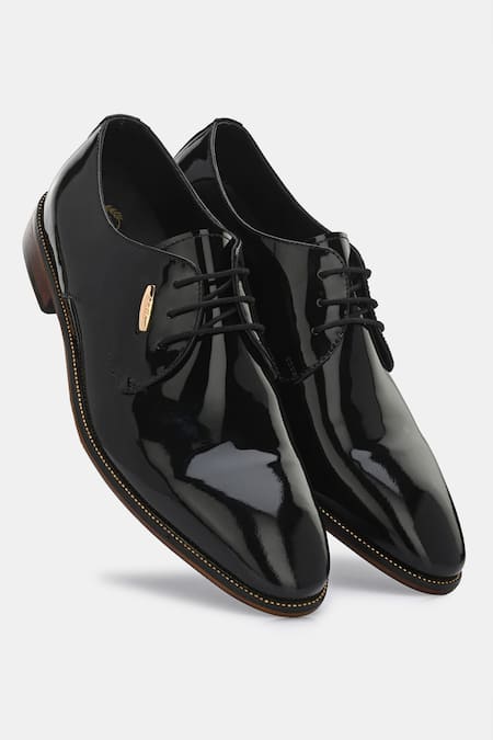 Lafattio Black Lace Up Leather Shoes  