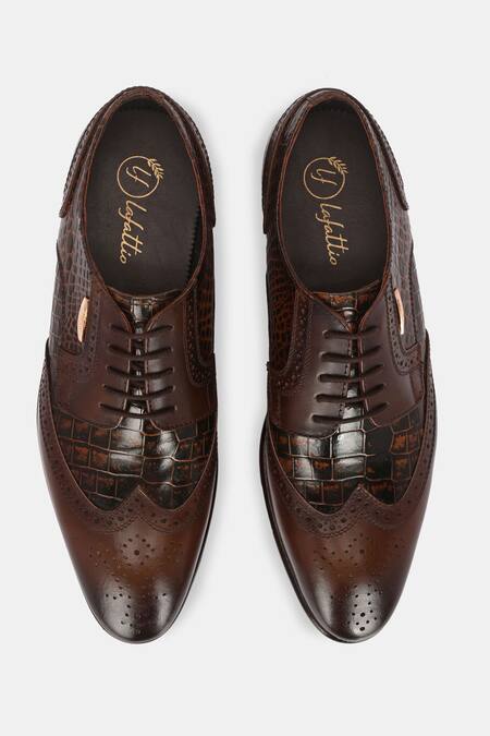 Shop_Lafattio_Brown Lace Up Brogues  _at_Aza_Fashions