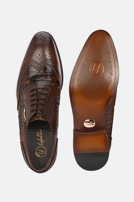 Lafattio_Brown Lace Up Brogues  _at_Aza_Fashions