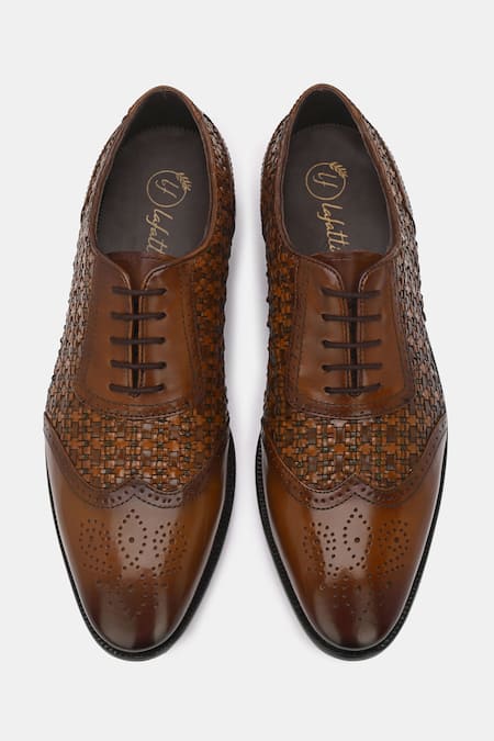Shop_Lafattio_Brown Braided Wimp Brogues  _at_Aza_Fashions
