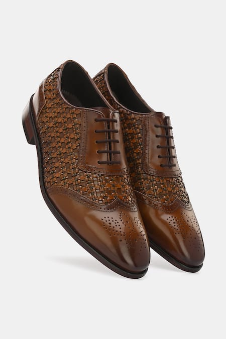 Buy_Lafattio_Brown Braided Wimp Brogues  _Online_at_Aza_Fashions
