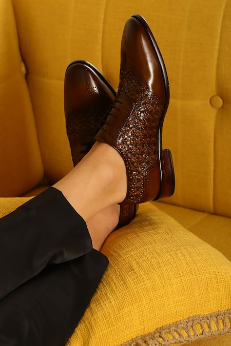 Lafattio_Brown Braided Wimp Brogues  _at_Aza_Fashions