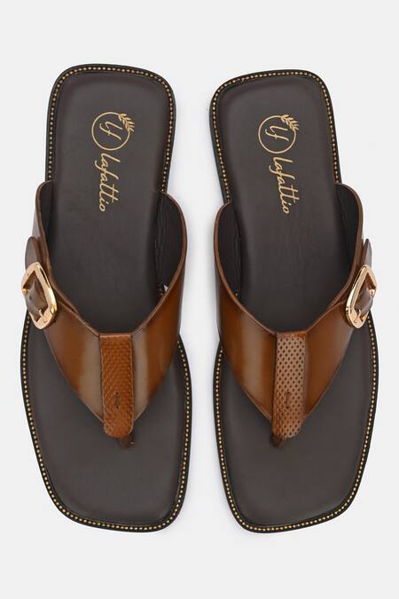 Shop_Lafattio_Brown Solid Strap Slip On  _at_Aza_Fashions