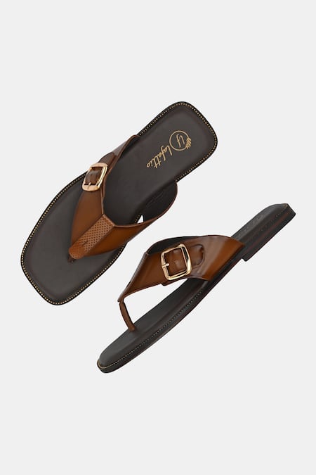 Lafattio_Brown Solid Strap Slip On  _Online_at_Aza_Fashions