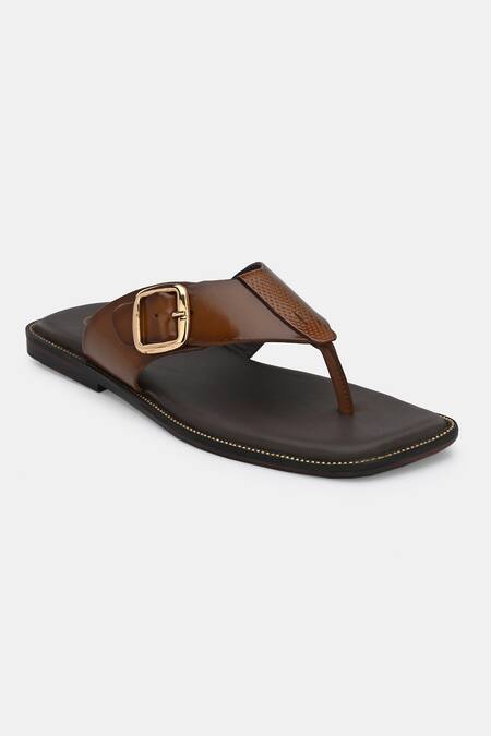 Buy_Lafattio_Brown Solid Strap Slip On  _Online_at_Aza_Fashions