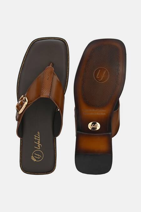 Lafattio_Brown Solid Strap Slip On  _at_Aza_Fashions