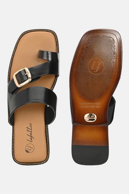 Lafattio_Black Split Toe Slip On  _at_Aza_Fashions