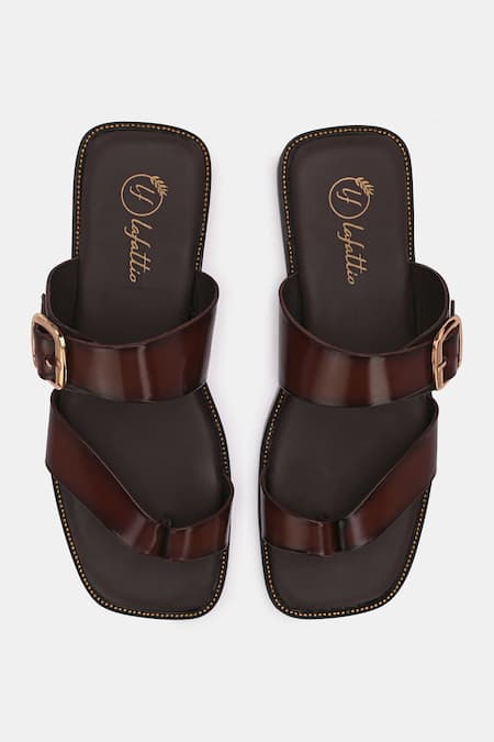 Shop_Lafattio_Brown Split Toe Leather Slip On _at_Aza_Fashions