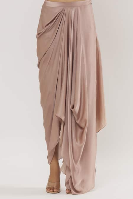 COUTURE BY NIHARIKA_Purple Embroidery High Neck Feather Crystal Embellished Jacket With Skirt _at_Aza_Fashions