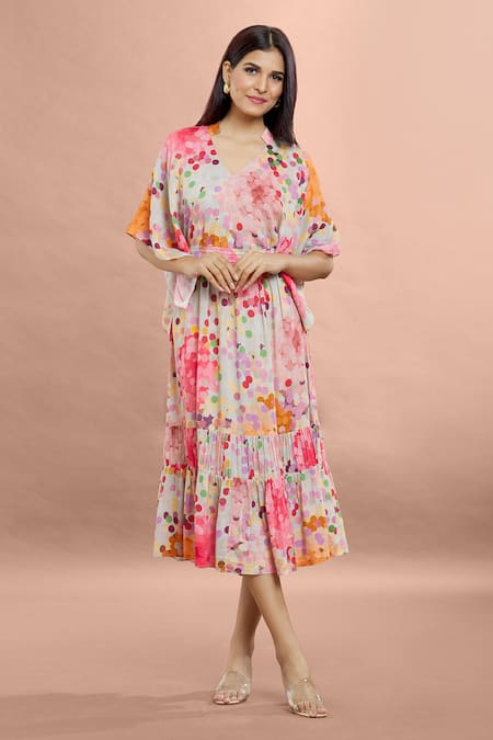 Whimsical By Shica Dot Print Dress With Belt 