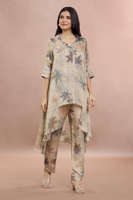 Whimsical By Shica Maple Dot Print Shirt Tunic & Pant Set 