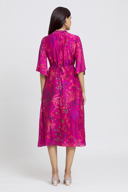 Whimsical By Shica Pleated Embroidered Bodice Dress 