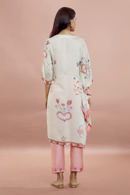 Whimsical By Shica Floral Print Kaftan & Stripe Pant Set 