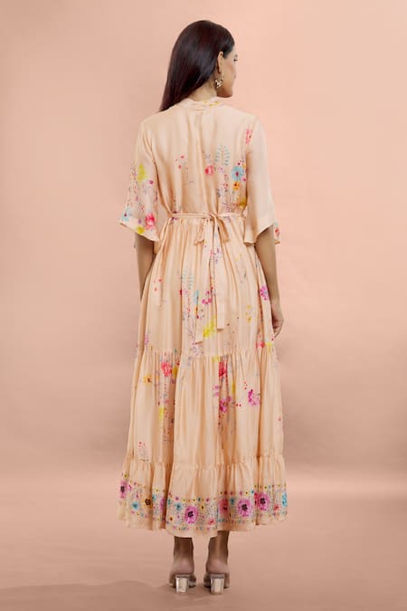 Whimsical By Shica Blossom Print Tiered Dress 