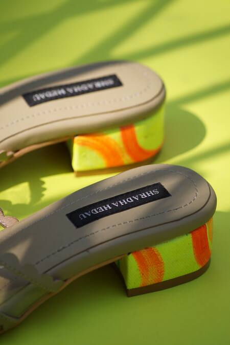 Shradha Hedau Footwear Couture_Green Rhinestone Olivia Criss Cross Strap Heels _Online_at_Aza_Fashions