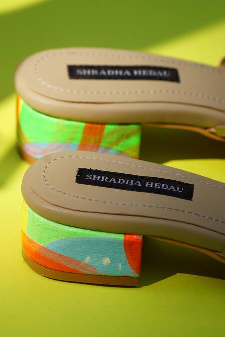 Buy_Shradha Hedau Footwear Couture_Green Rhinestone Olivia Criss Cross Strap Heels _Online_at_Aza_Fashions