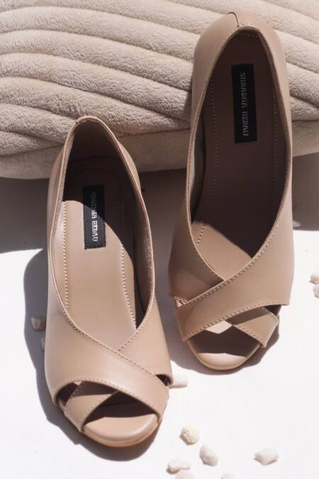 Buy Brown Peep Toe Heel Sandals by OCEEDEE Online at Aza Fashions.