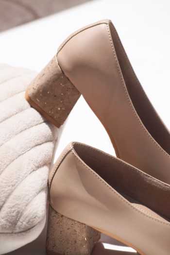 Shop_Shradha Hedau Footwear Couture_Beige Matte Hailey Peep Toe Heels_Online_at_Aza_Fashions