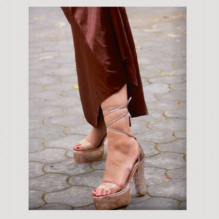 Shradha Hedau Footwear Couture_Pink Embellished Rilley Wrap Around Heels _at_Aza_Fashions