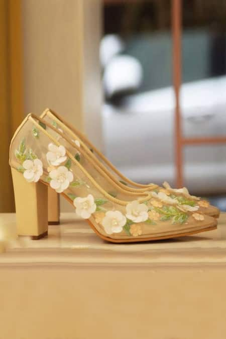 Shradha Hedau Footwear Couture Multi Color Embellished Kourtney Floral Sequin Embroidered Heels 