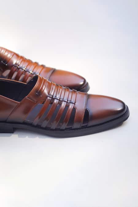 Shop Shradha Hedau Footwear Couture Brown Ellis Leather Cut Out Siders at Aza Fashions Shop_Shradha Hedau Footwear Couture_Brown Ellis Leather Cut Out Siders _at_Aza_Fashions