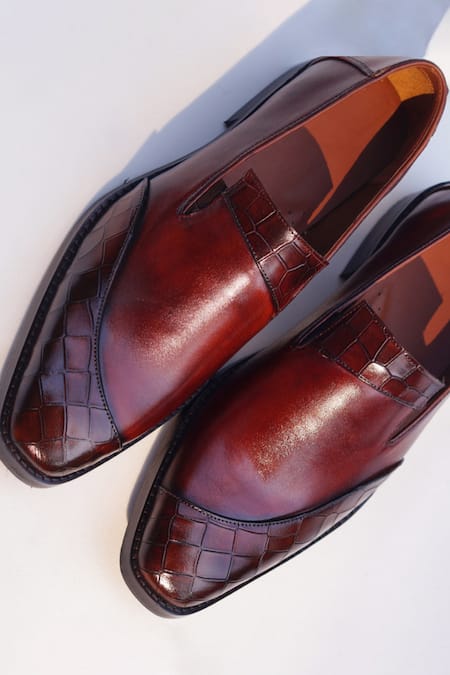 Shop Shradha Hedau Footwear Couture Brown Reign Leather Moccasins at Aza Fashions Shop_Shradha Hedau Footwear Couture_Brown Reign Leather Moccasins _at_Aza_Fashions