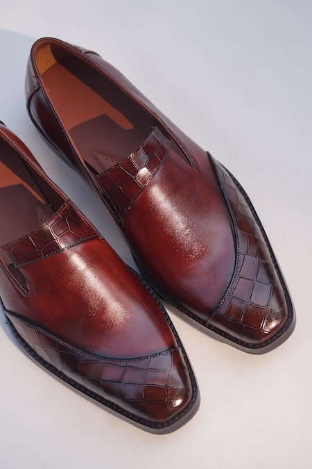 Shradha Hedau Footwear Couture Brown Reign Leather Moccasins Online at Aza Fashions Shradha Hedau Footwear Couture_Brown Reign Leather Moccasins _Online_at_Aza_Fashions