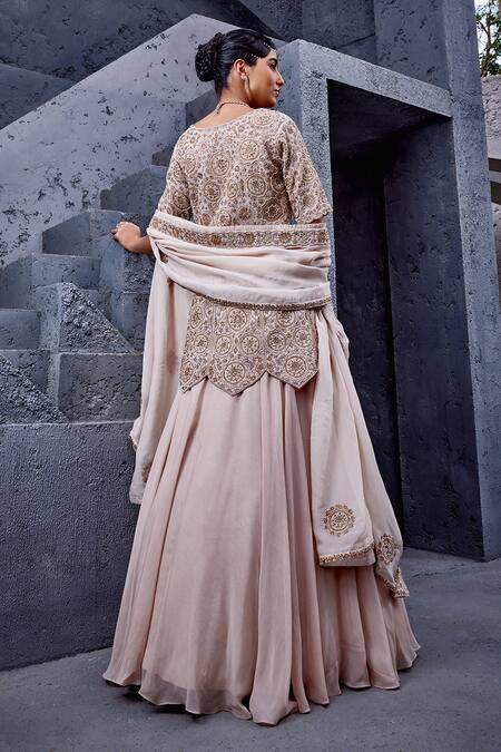 Shop Miku Kumar Ivory Viscose, Georgette, Net Pearls, Cut Galaxy Embellished Kurta Skirt Set at Aza Fashions Shop_Miku Kumar_Ivory Viscose, Georgette, Net Pearls, Cut Galaxy Embellished Kurta Skirt Set _at_Aza_Fashions