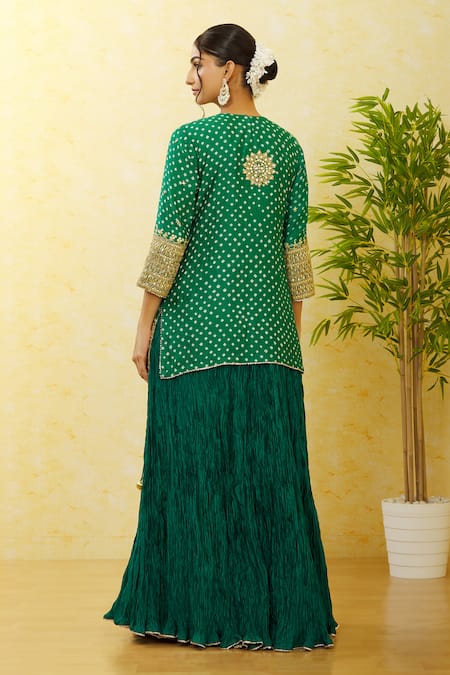 Surbhi Shah Bandhej Print Kurta Crushed Skirt Set 