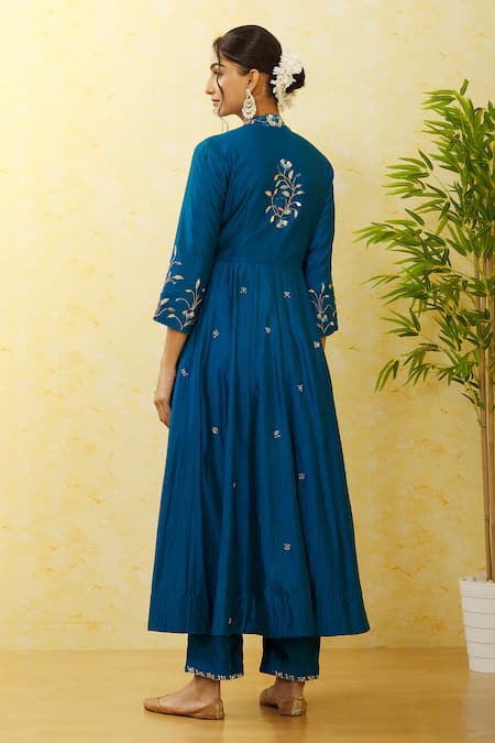 Surbhi Shah Neck Embroidered Angrakha Pant Set 