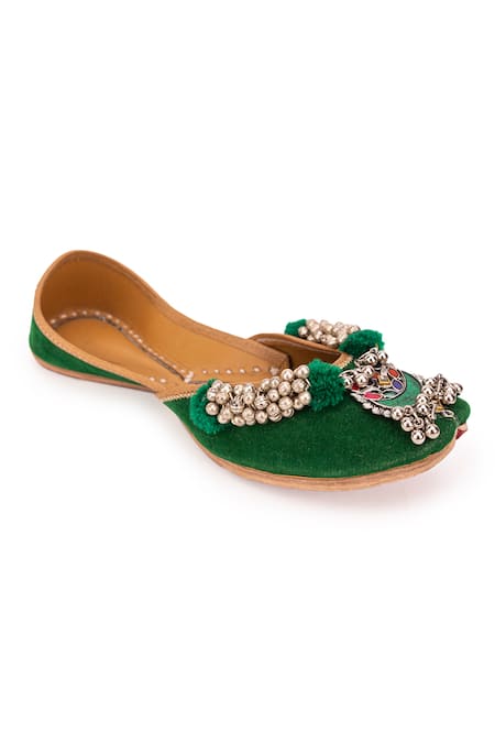 5Elements Velvet Ghungroo Embellished Juttis 