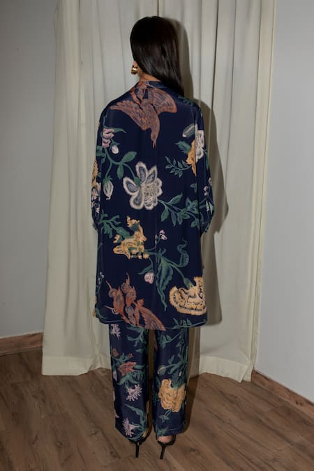 Shop Leh Studios Multi Color Viscose, Crepe Round Neck Evening Floral Bloom Print Tunic at Aza Fashions Shop_Leh Studios_Multi Color Viscose, Crepe Round Neck Evening Floral Bloom Print Tunic _at_Aza_Fashions