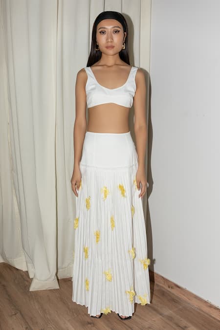 Leh Studios Embroidered Micro pleated Fan Skirt 