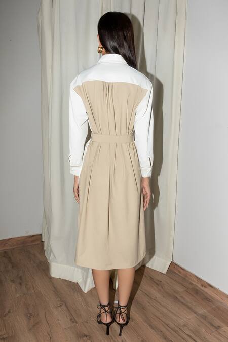 Leh Studios Color Block Broken Fence Shirt Dress 