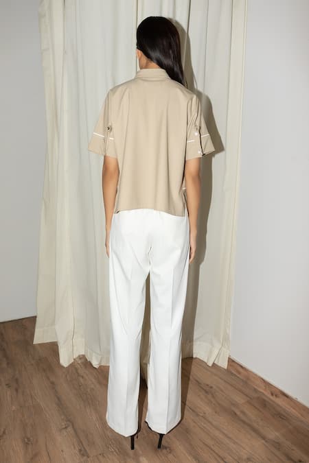 Shop Leh Studios White Rayon Solid Straight Fit Pant at Aza Fashions Shop_Leh Studios_White Rayon Solid Straight Fit Pant _at_Aza_Fashions