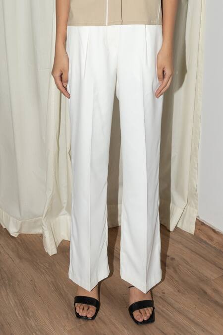 Leh Studios White Rayon Solid Straight Fit Pant Online at Aza Fashions Leh Studios_White Rayon Solid Straight Fit Pant _Online_at_Aza_Fashions
