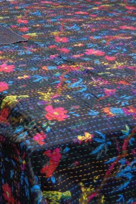 Shop_Cocobee_Blue Cotton Printed Bedspread _at_Aza_Fashions