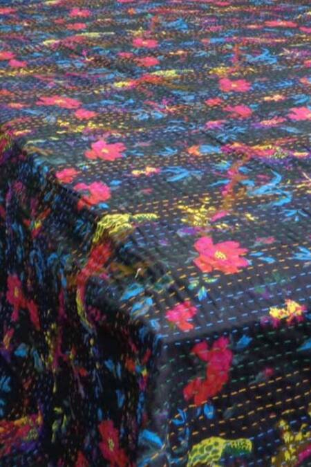 Buy_Cocobee_Blue Cotton Printed Bedspread _Online_at_Aza_Fashions